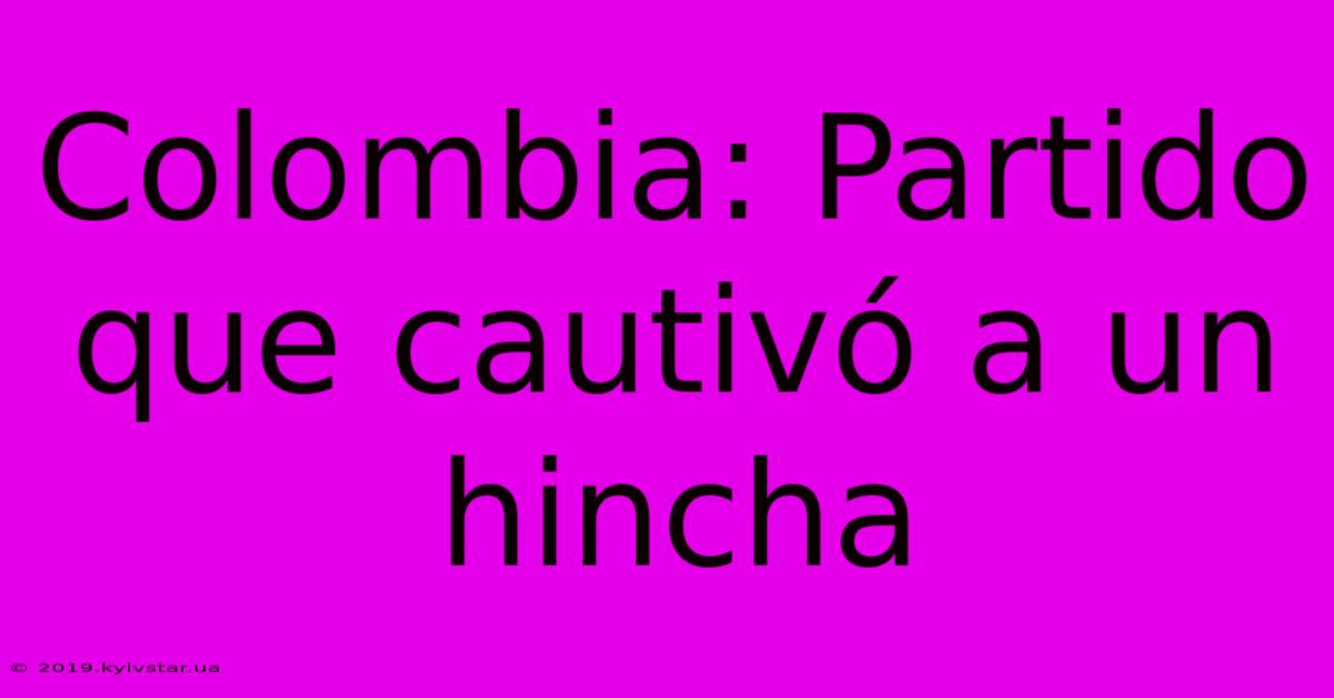 Colombia: Partido Que Cautivó A Un Hincha