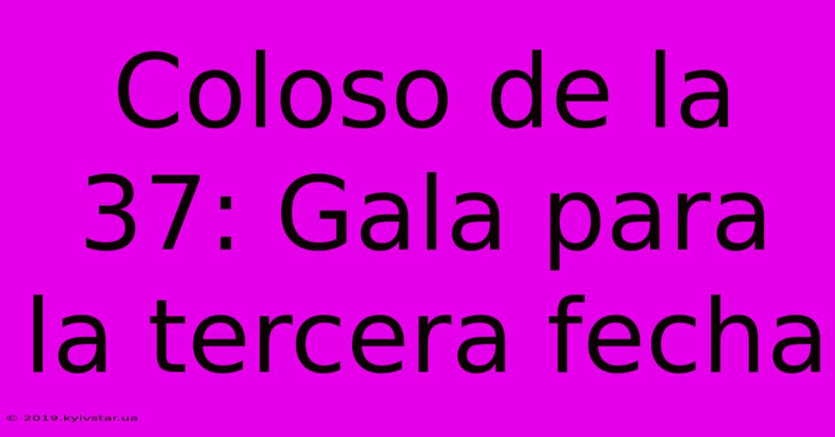 Coloso De La 37: Gala Para La Tercera Fecha