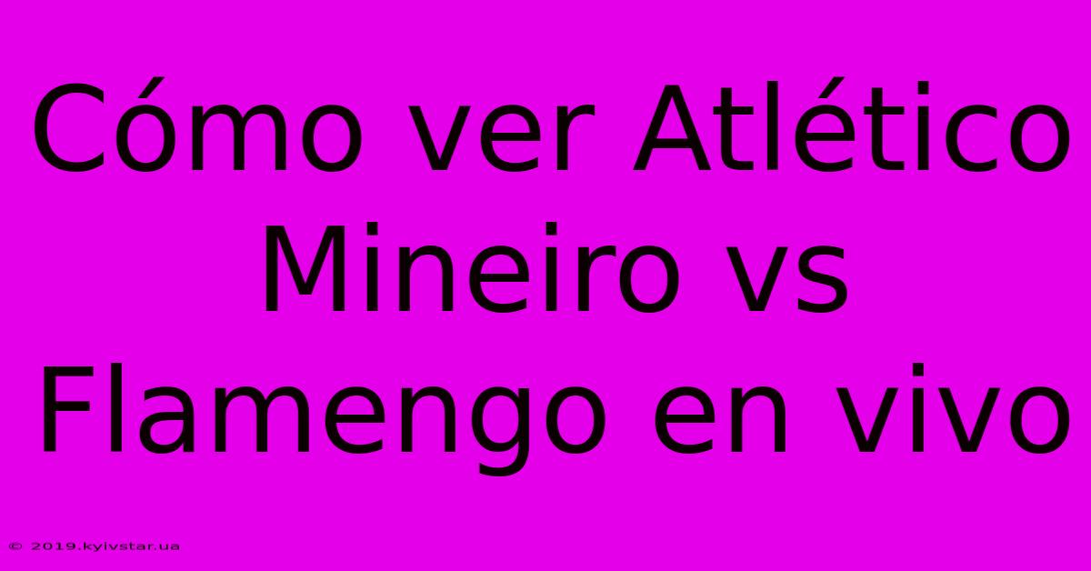 Cómo Ver Atlético Mineiro Vs Flamengo En Vivo