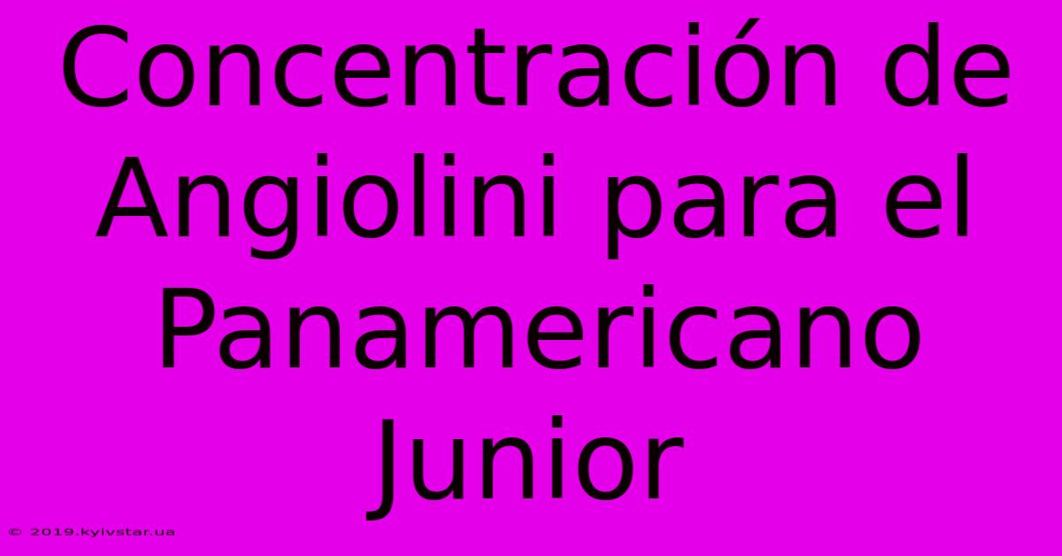 Concentración De Angiolini Para El Panamericano Junior