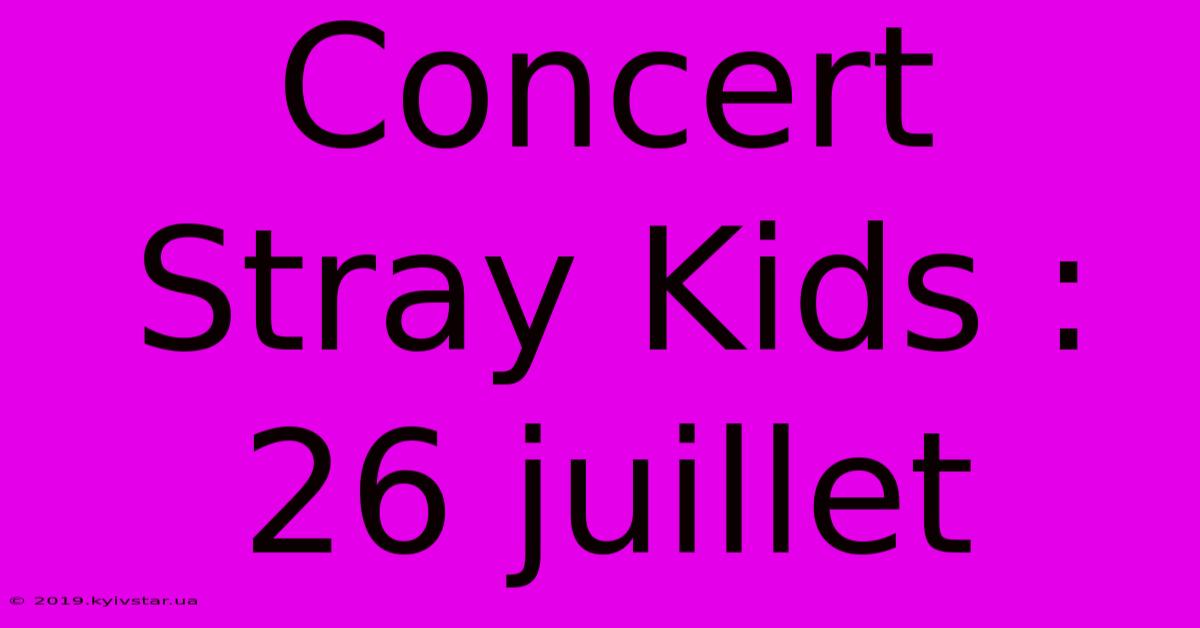 Concert Stray Kids : 26 Juillet