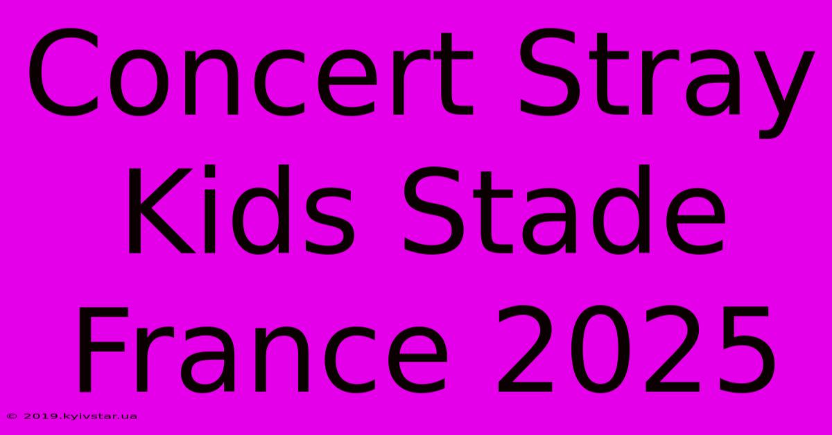 Concert Stray Kids Stade France 2025