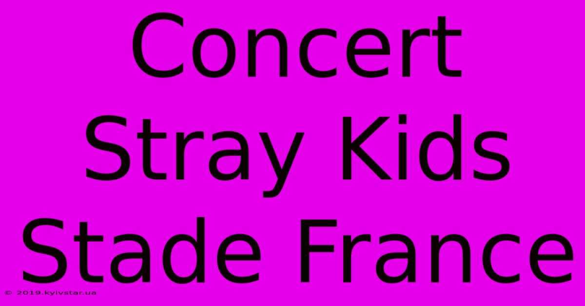 Concert Stray Kids Stade France