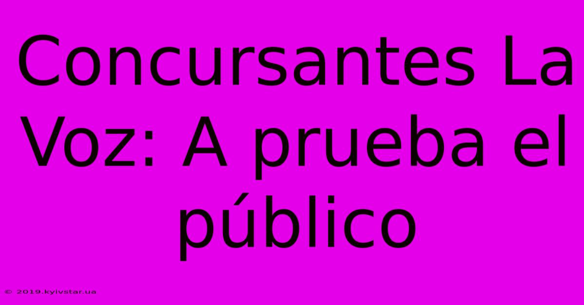 Concursantes La Voz: A Prueba El Público