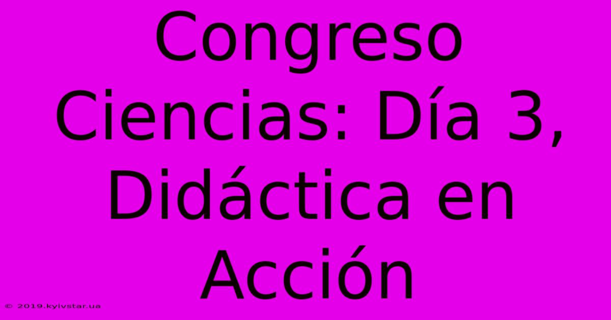 Congreso Ciencias: Día 3, Didáctica En Acción