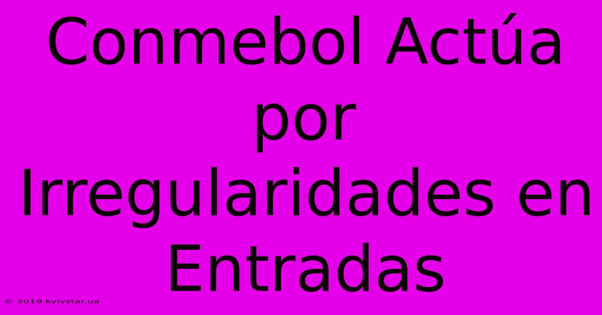 Conmebol Actúa Por Irregularidades En Entradas