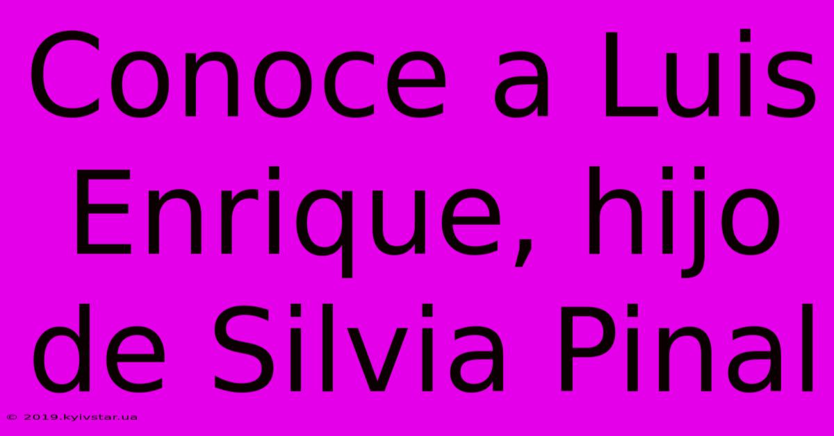 Conoce A Luis Enrique, Hijo De Silvia Pinal