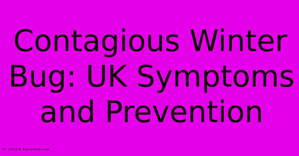 Contagious Winter Bug: UK Symptoms And Prevention 