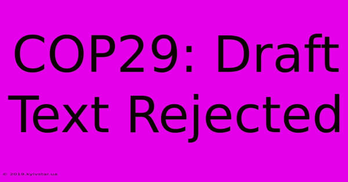 COP29: Draft Text Rejected