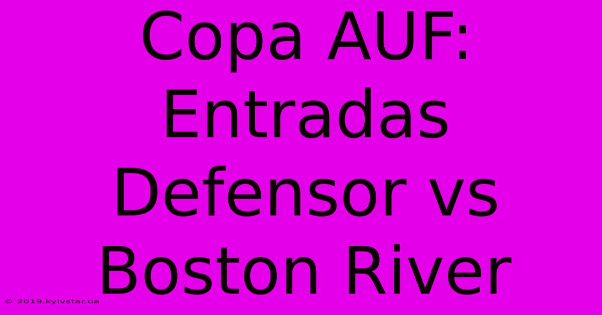 Copa AUF:  Entradas Defensor Vs Boston River