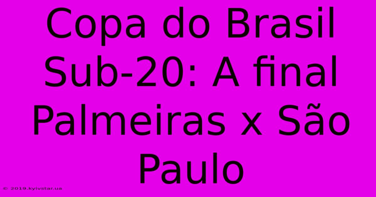 Copa Do Brasil Sub-20: A Final Palmeiras X São Paulo