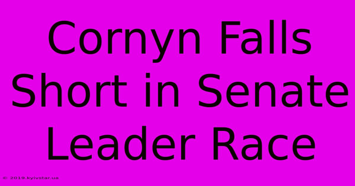 Cornyn Falls Short In Senate Leader Race