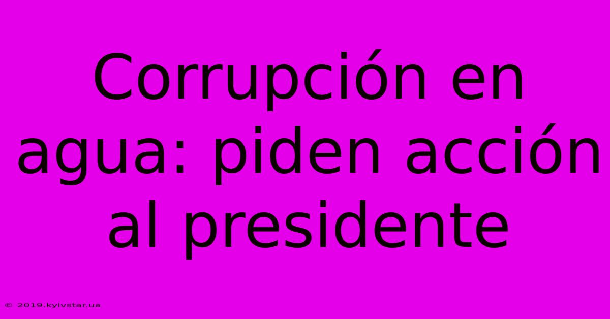 Corrupción En Agua: Piden Acción Al Presidente