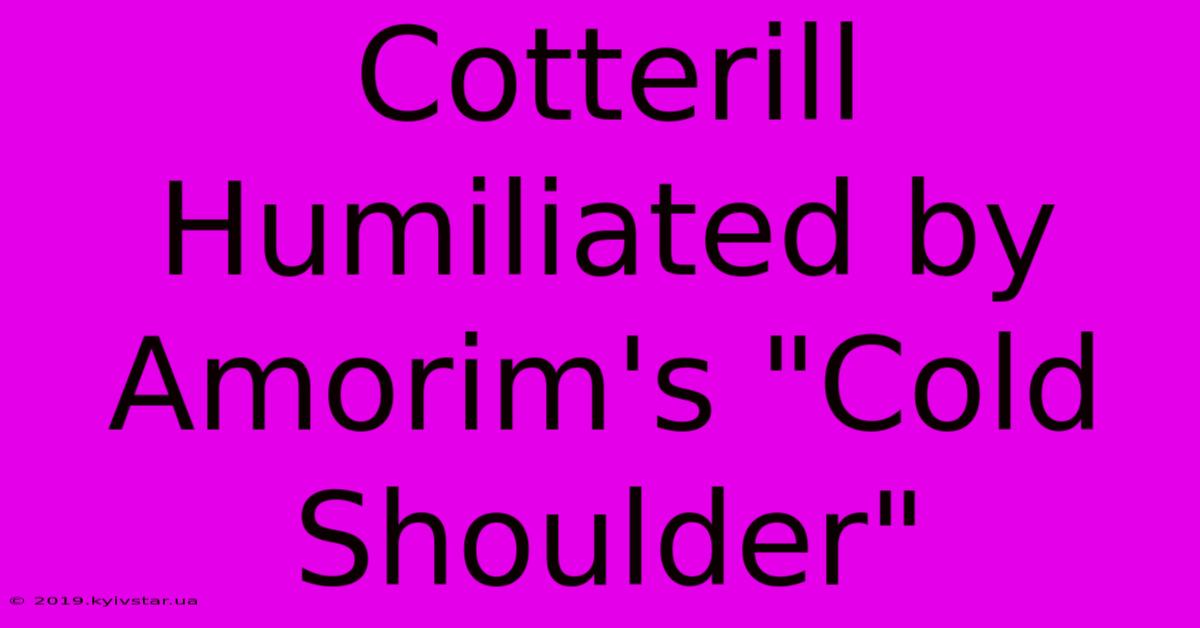 Cotterill Humiliated By Amorim's 