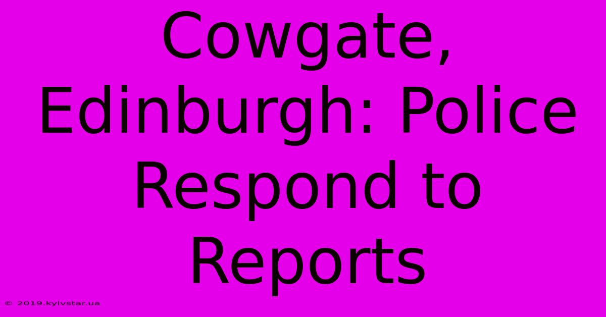 Cowgate, Edinburgh: Police Respond To Reports 