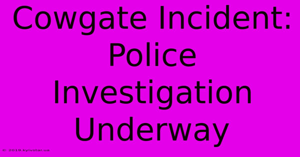 Cowgate Incident: Police Investigation Underway