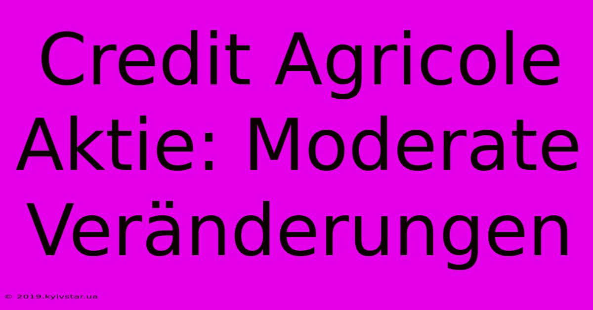 Credit Agricole Aktie: Moderate Veränderungen