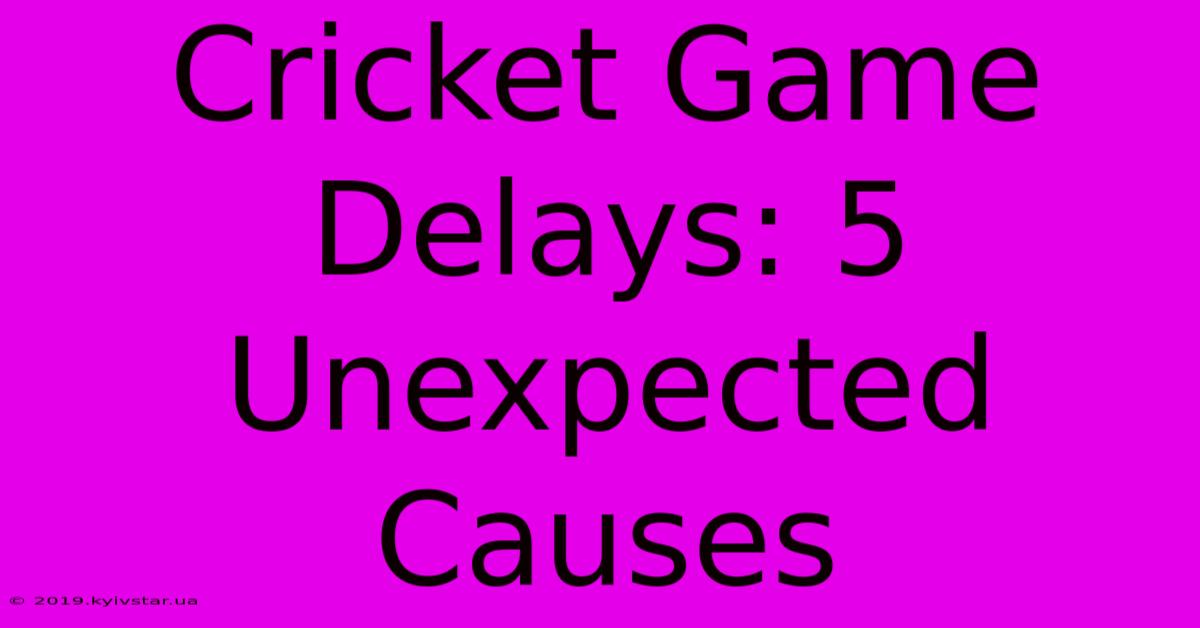 Cricket Game Delays: 5 Unexpected Causes