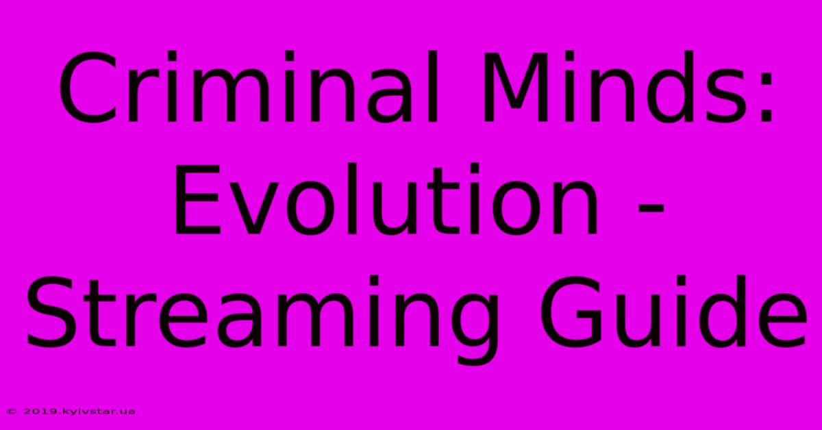 Criminal Minds: Evolution - Streaming Guide