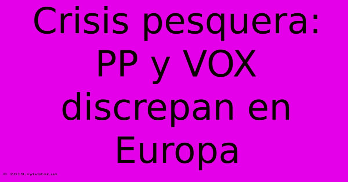 Crisis Pesquera: PP Y VOX Discrepan En Europa