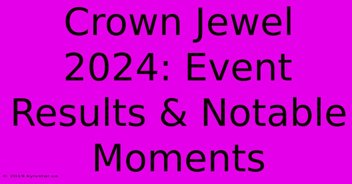 Crown Jewel 2024: Event Results & Notable Moments