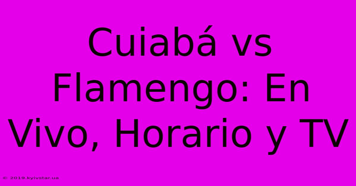 Cuiabá Vs Flamengo: En Vivo, Horario Y TV