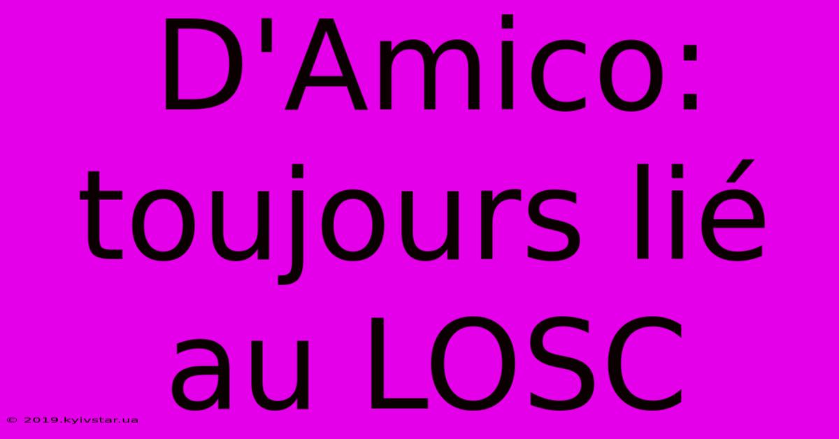 D'Amico: Toujours Lié Au LOSC