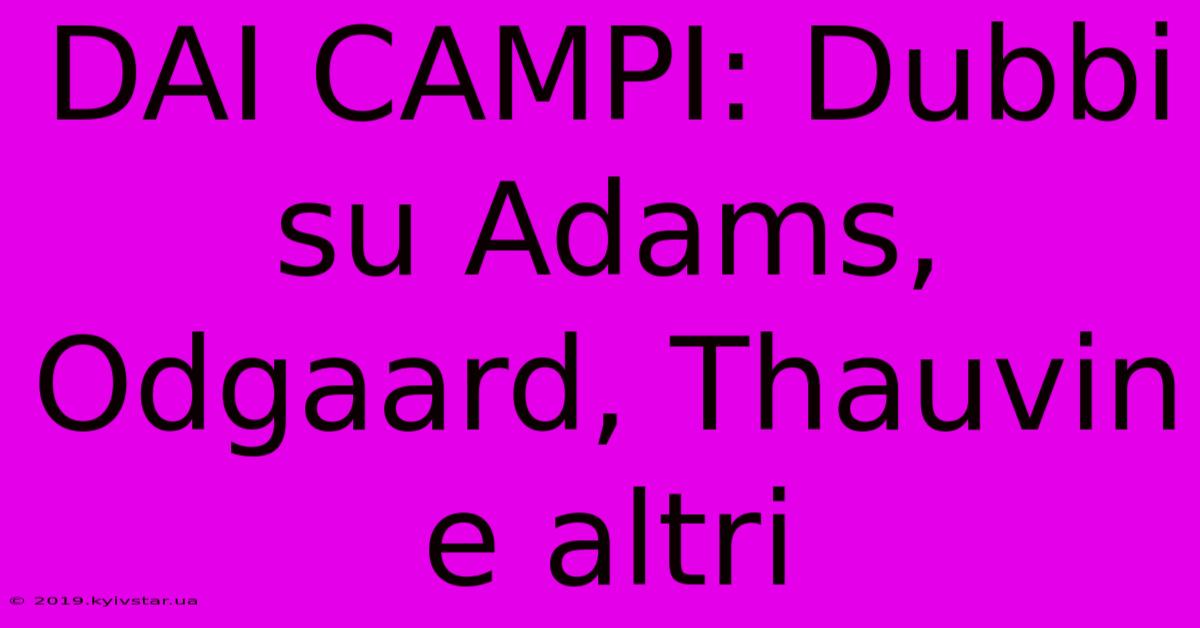 DAI CAMPI: Dubbi Su Adams, Odgaard, Thauvin E Altri