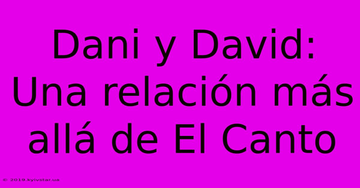 Dani Y David: Una Relación Más Allá De El Canto