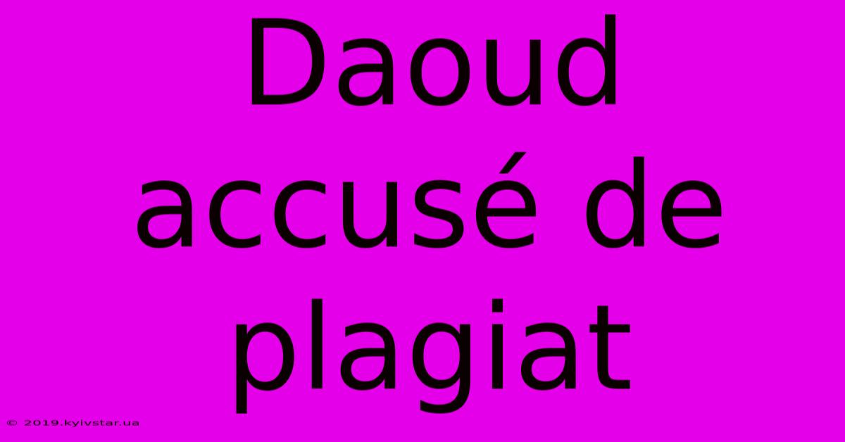 Daoud Accusé De Plagiat