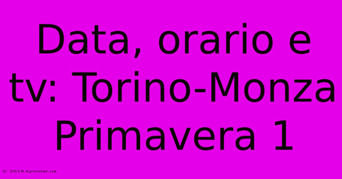 Data, Orario E Tv: Torino-Monza Primavera 1