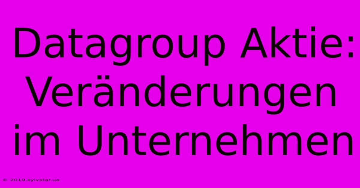 Datagroup Aktie: Veränderungen Im Unternehmen