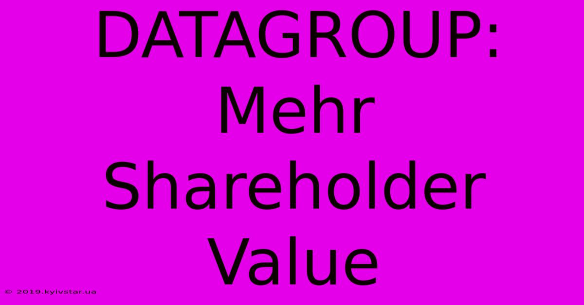 DATAGROUP: Mehr Shareholder Value