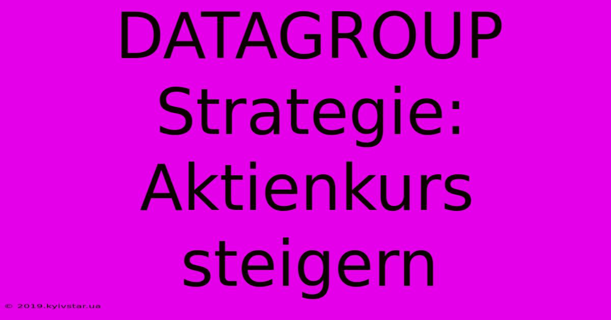 DATAGROUP Strategie:  Aktienkurs Steigern