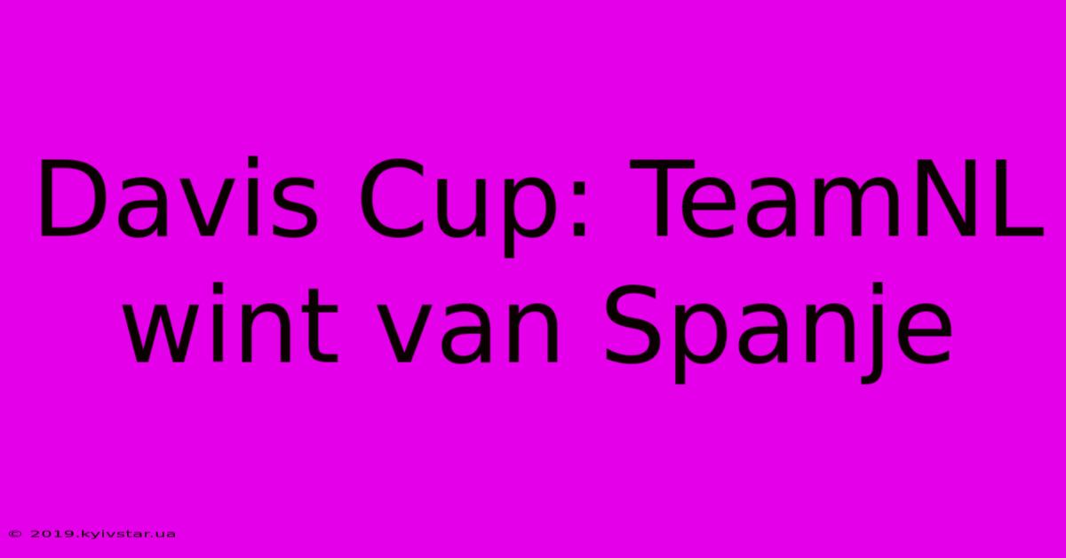 Davis Cup: TeamNL Wint Van Spanje