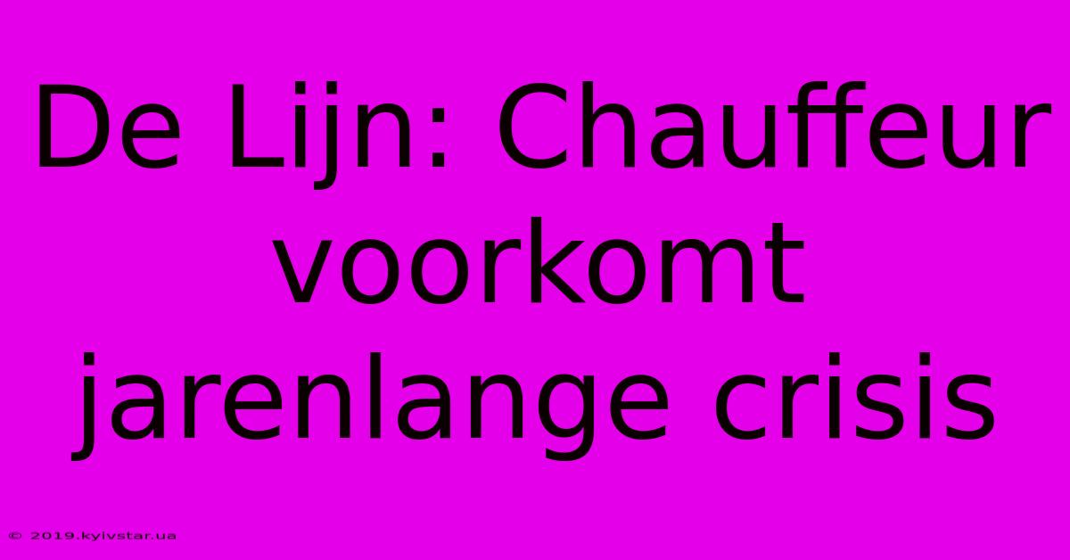 De Lijn: Chauffeur Voorkomt Jarenlange Crisis