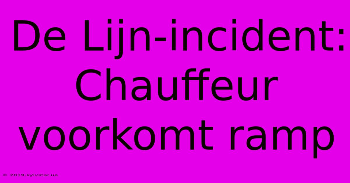 De Lijn-incident: Chauffeur Voorkomt Ramp