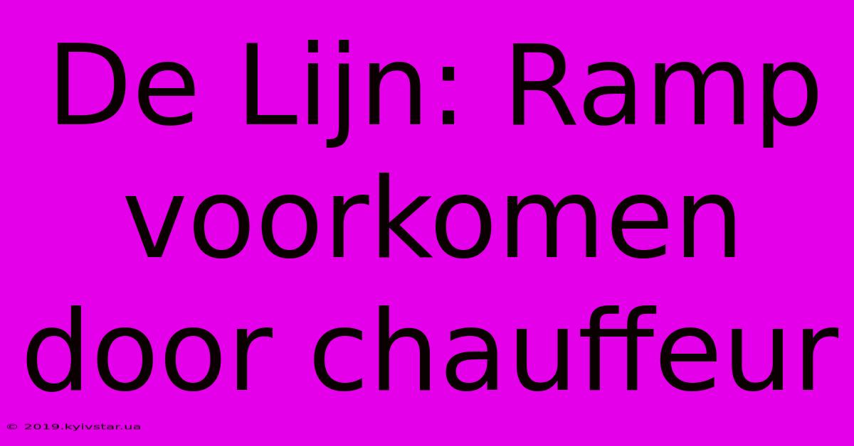 De Lijn: Ramp Voorkomen Door Chauffeur