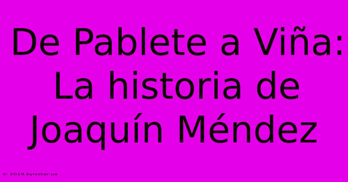 De Pablete A Viña: La Historia De Joaquín Méndez 