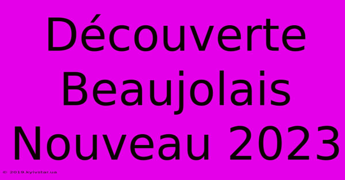 Découverte Beaujolais Nouveau 2023