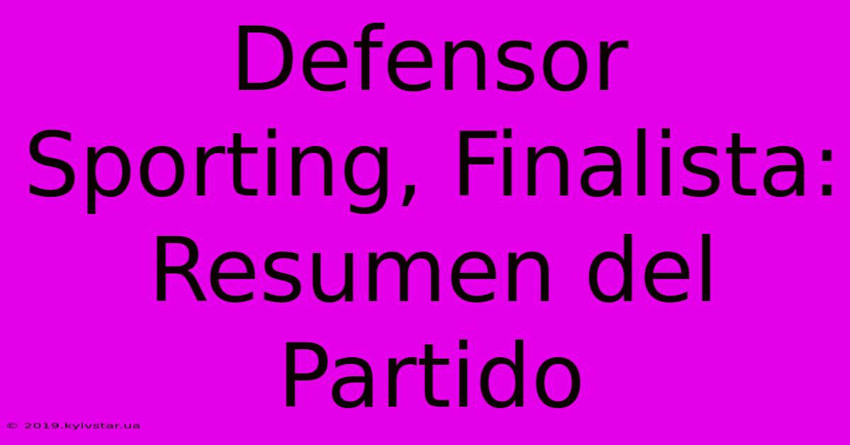 Defensor Sporting, Finalista: Resumen Del Partido