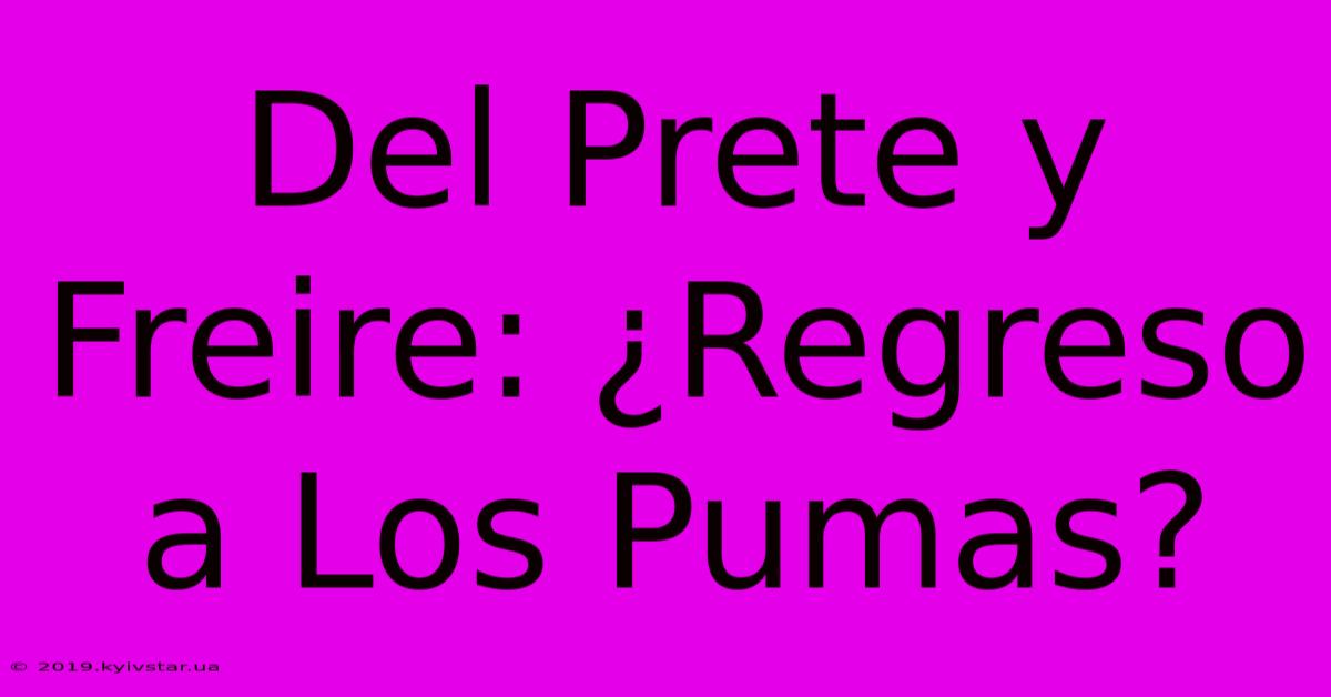 Del Prete Y Freire: ¿Regreso A Los Pumas?