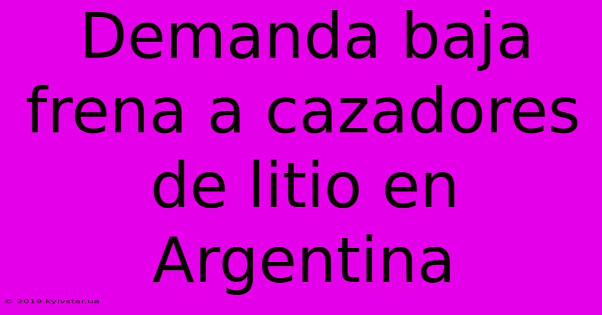 Demanda Baja Frena A Cazadores De Litio En Argentina