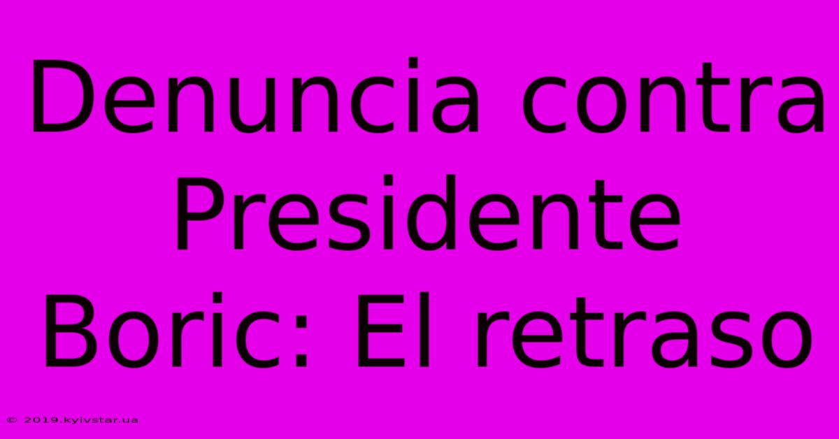 Denuncia Contra Presidente Boric: El Retraso