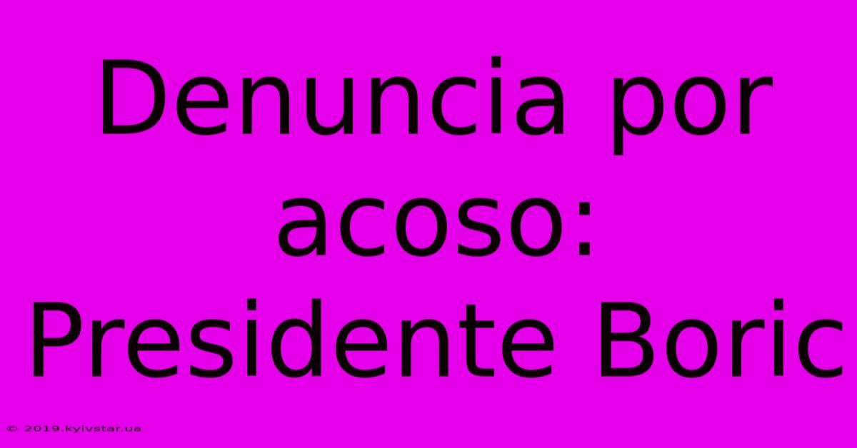 Denuncia Por Acoso: Presidente Boric