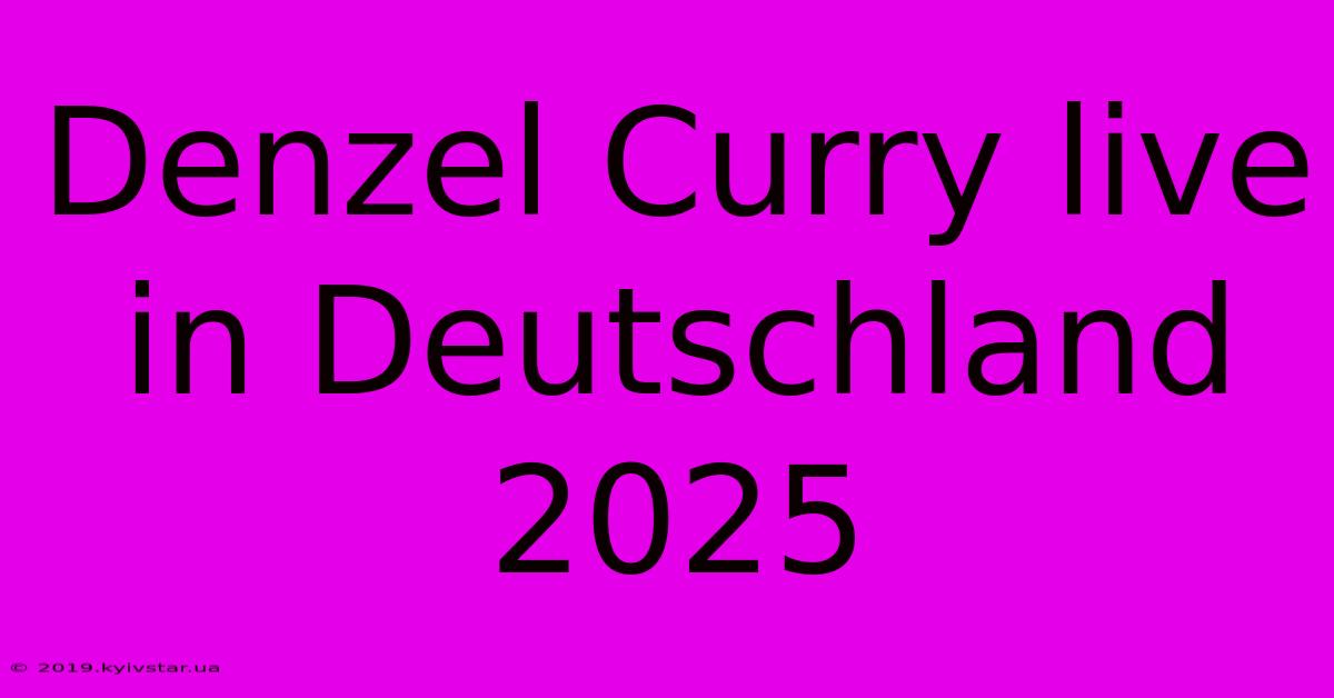 Denzel Curry Live In Deutschland 2025