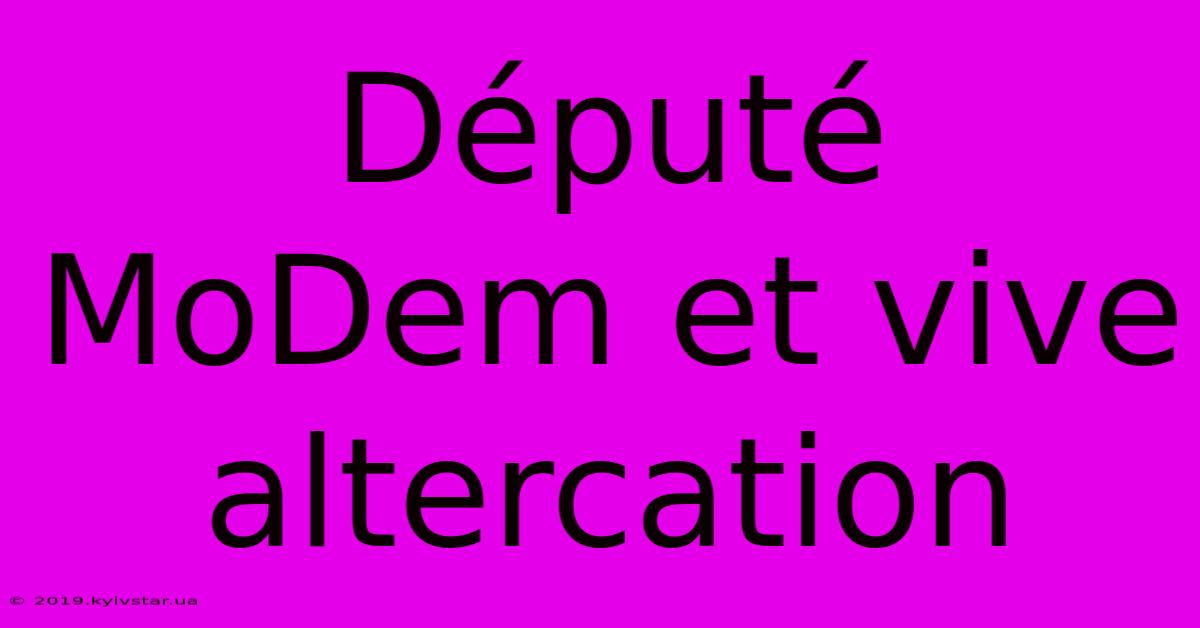 Député MoDem Et Vive Altercation