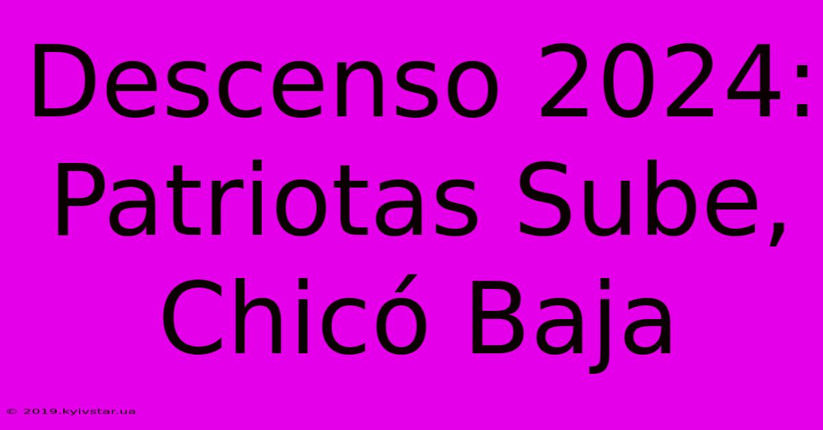 Descenso 2024: Patriotas Sube, Chicó Baja