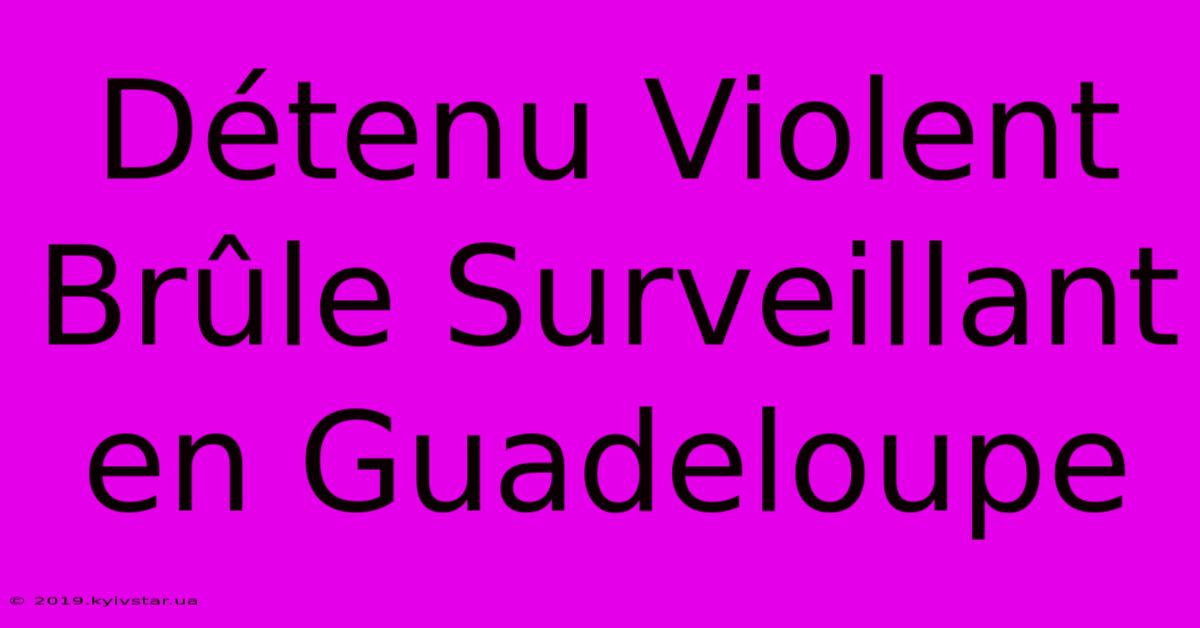 Détenu Violent Brûle Surveillant En Guadeloupe