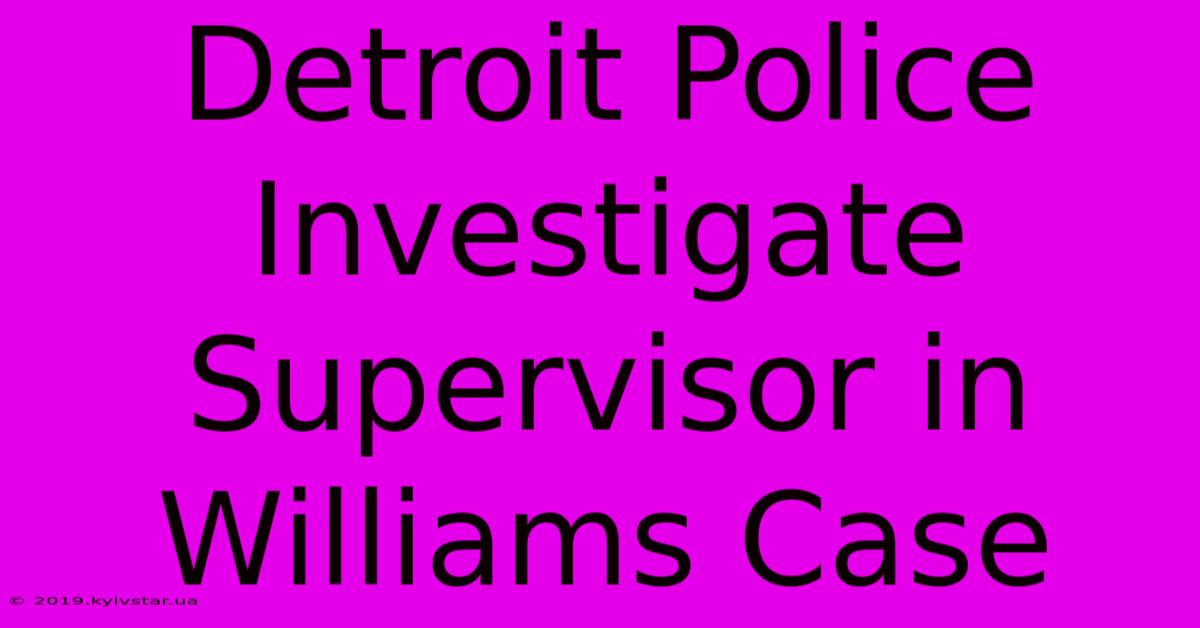 Detroit Police Investigate Supervisor In Williams Case